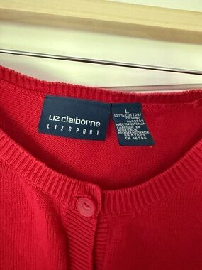 Liz Claiborne Liz Sport Bright Red Button-Up Cardigan